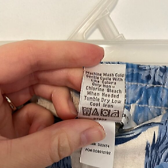 DRAPER'S DAMON'S Look Of Linen Print Crop Pants Cream Beige Blue Tropical Floral - Picture 8 of 11